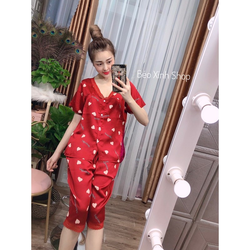 [FREESHIP]Đồ Ngủ Bigsize 50-90kg Lửng cổ tim Cao Cấp Kiểu Dáng Đẹp Vải Satin Lạnh Mặc Cực Thích | BigBuy360 - bigbuy360.vn