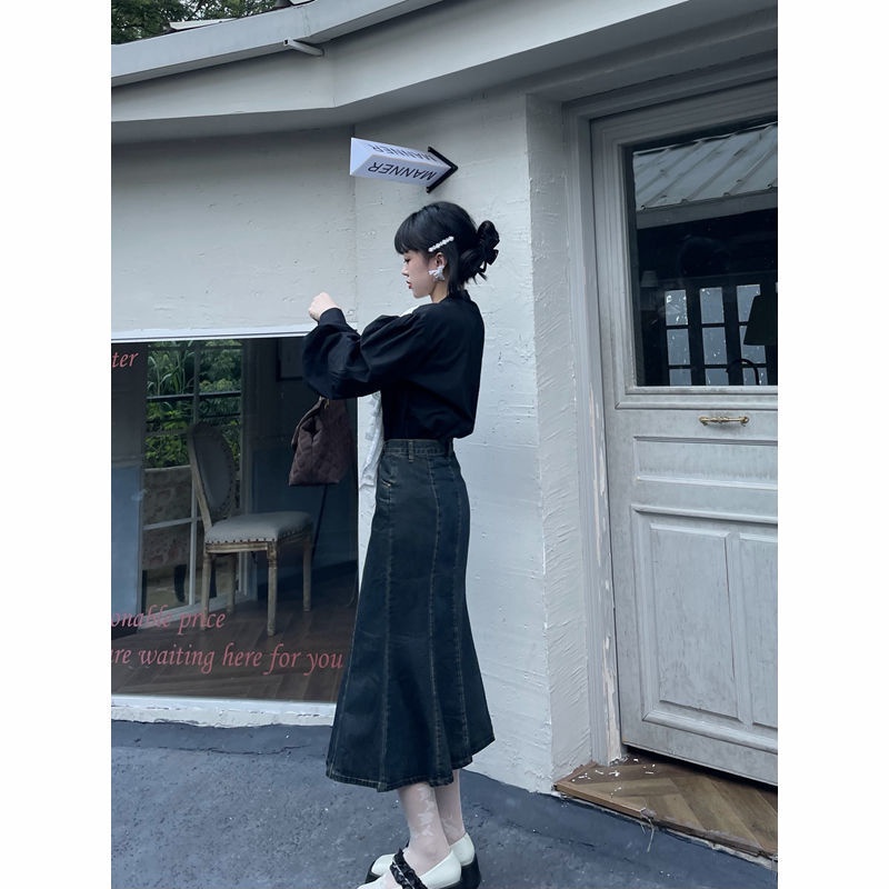 ANTUSON New Fashion Women'S High Waist Skirt Denim Korea
