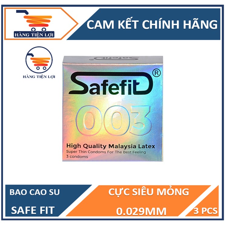 Bao cao su CỰC SIÊU MỎNG Safefit 0.029mm - 3 chiếc ( bạc )