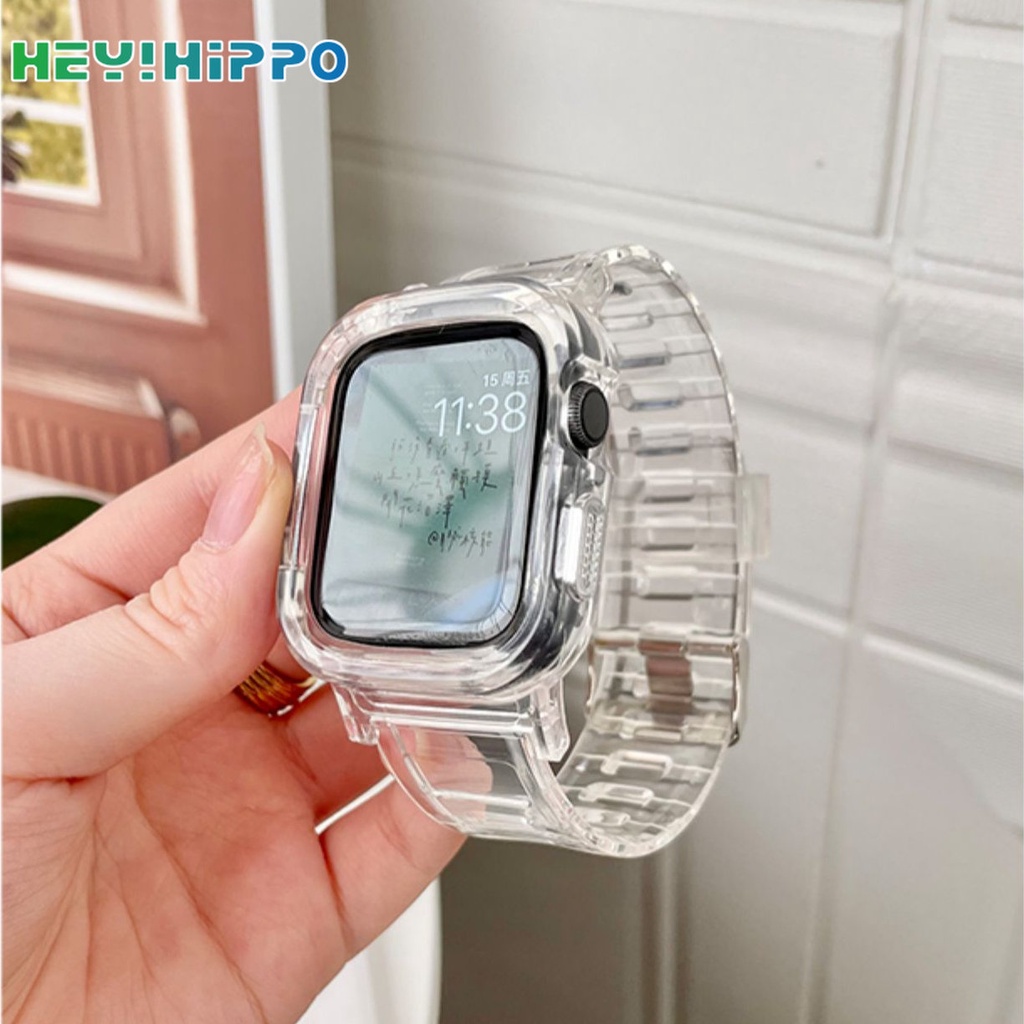 Dây Đeo Đồng Hồ 2022 Màu Kẹo Trong Suốt Cho iwatch Series 8 7 41mm 45mm 8 7 6 se 5 4 3 40mm 44mm 38mm 42mm