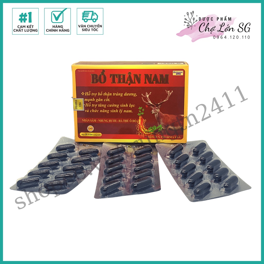 Viên uống BỔ THẬN NAM tăng cường sinh lý nam, bổ thận tráng dương với thành phần nhung hươu, nhân sâm