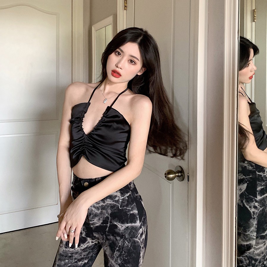 [Mã WASKT304 giảm 15% tối đa 30K đơn 99K] Áo croptop lụa rút ngực HAC110 - Hỉn Hỉn Store | BigBuy360 - bigbuy360.vn