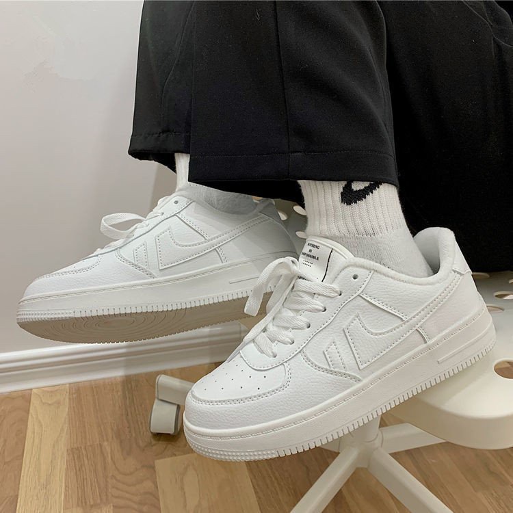 Giày thể thao nam nữ màu trắng sneaker mới nhất 2021 chất liệu da đế cao su 3cm DOZIMAX