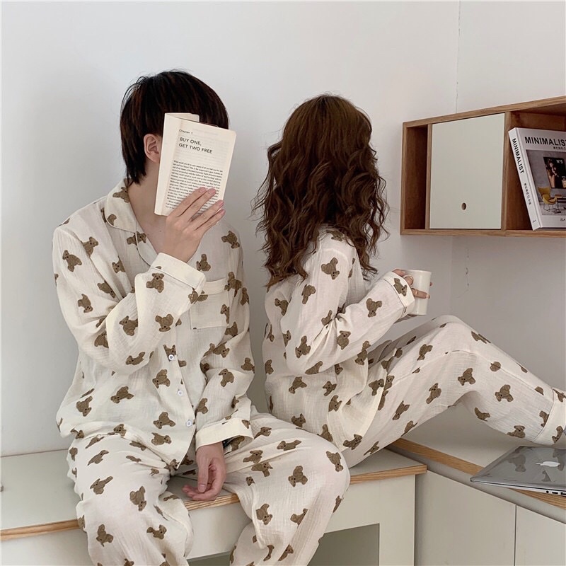 Giá gốc SĂN SALE SET BỘ PIJAMA XÔ GẤU COUPLE NAM NỮ NGẮN TAY DÀI TAY rẻ nhất shopee