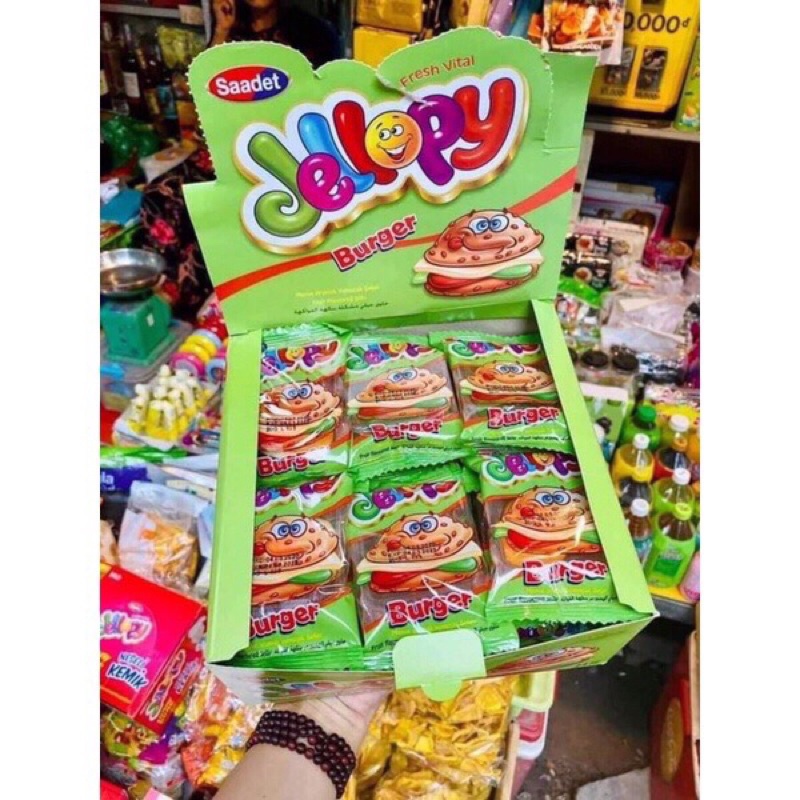 Thủng 24 hộp kẻo dẹo Hamberger/Hotdog Jellopy Thổ nhĩ kỳ hsd 2022