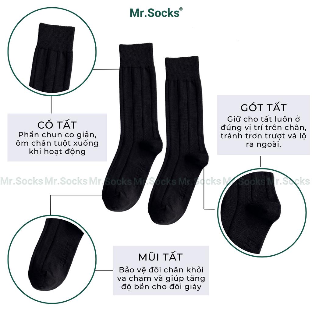 Tất nam cổ cao công sở Mr.Socks mẫu gân chìm, chất liệu cotton cao cấp, thoáng mát êm chân - GOM-MIX09-1DOI