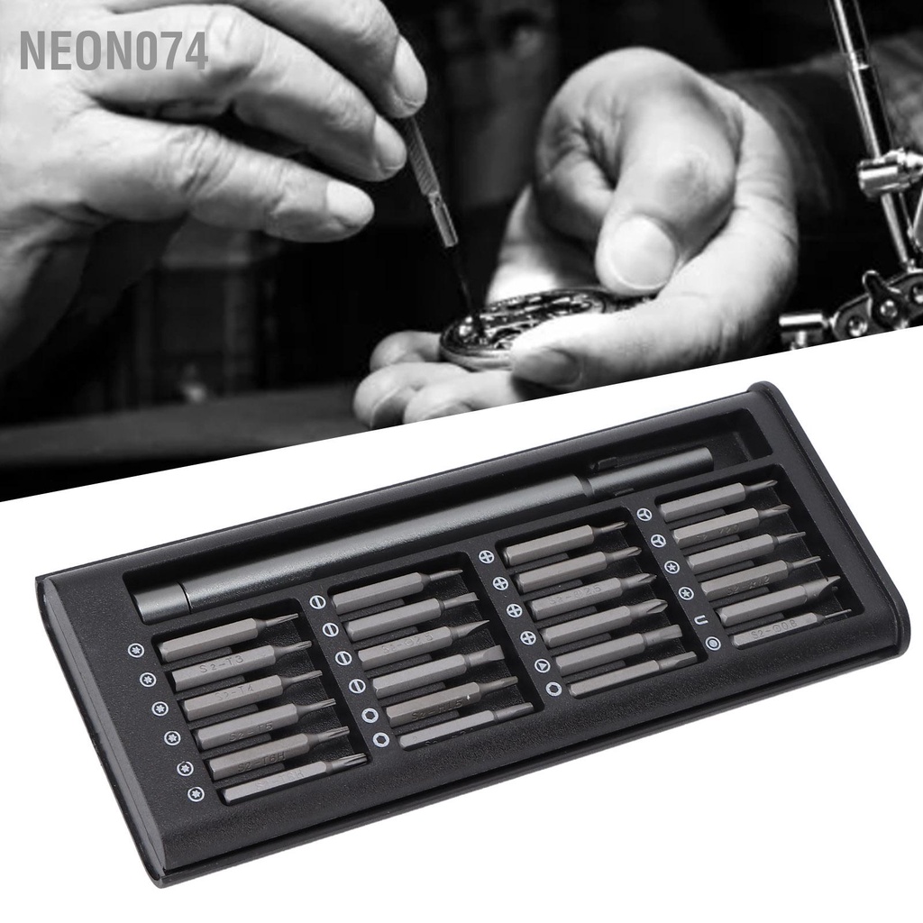 Neon074 Đa chức năng 24 trong 1 Đồng hồ điện thoại vặn vít Sửa chữa tuốc nơ Hộp dụng cụ sửa tại nhà