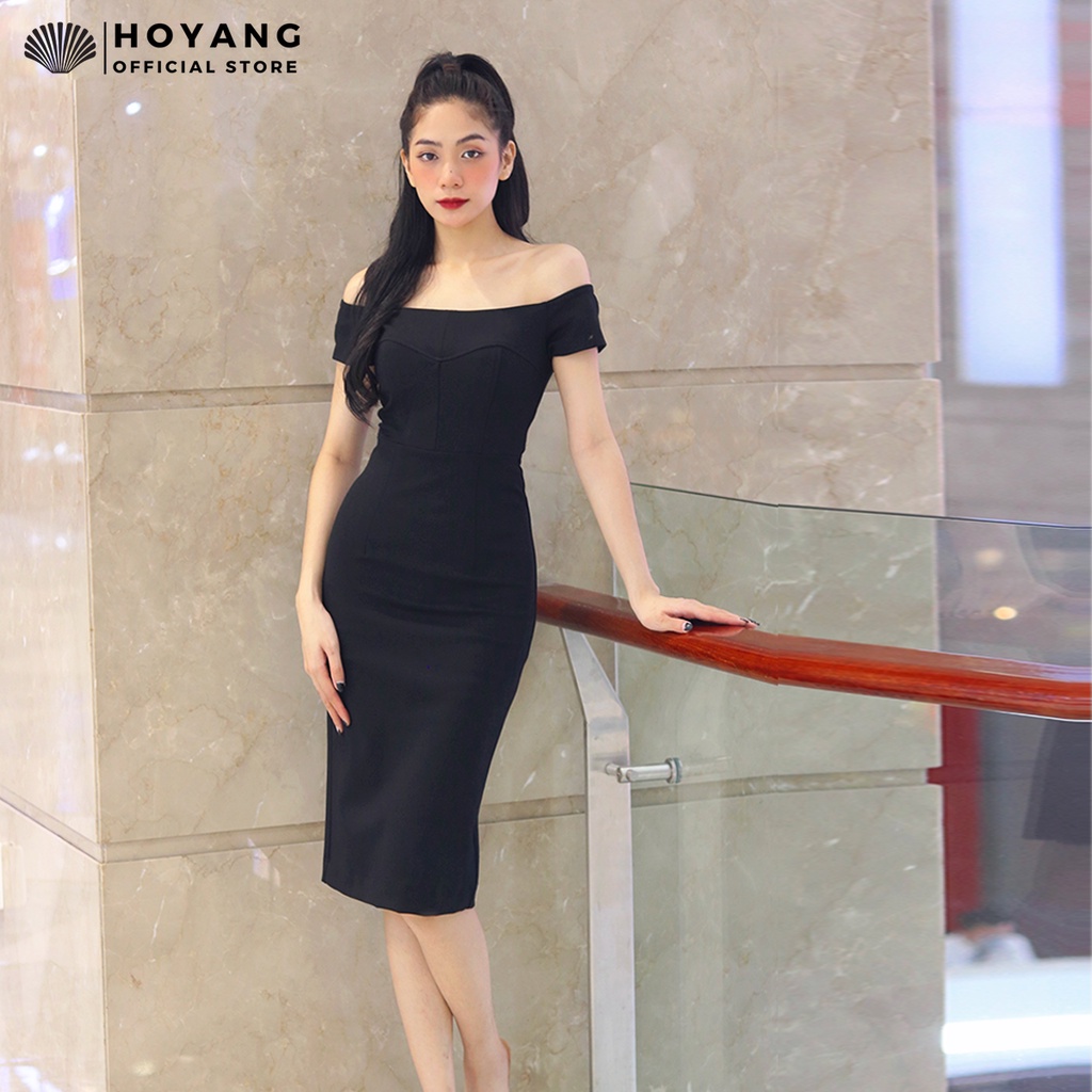 Đầm Thun Đen Ôm Body HoYang Trễ Vai Sang Chảnh DHY20