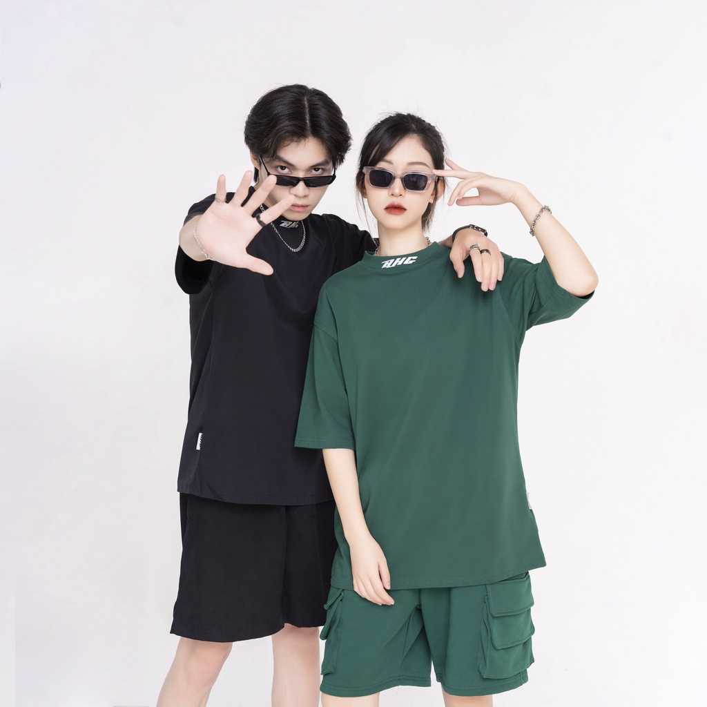 Áo Thun Unisex BJHG cổ cao in LOGO PHẢN QUANG phông tay lỡ nam nữ form rộng Local Brand