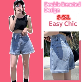 Quần ngắn jean denim lưng cao phong cách Hàn Quốc hợp thời trang cho nữ