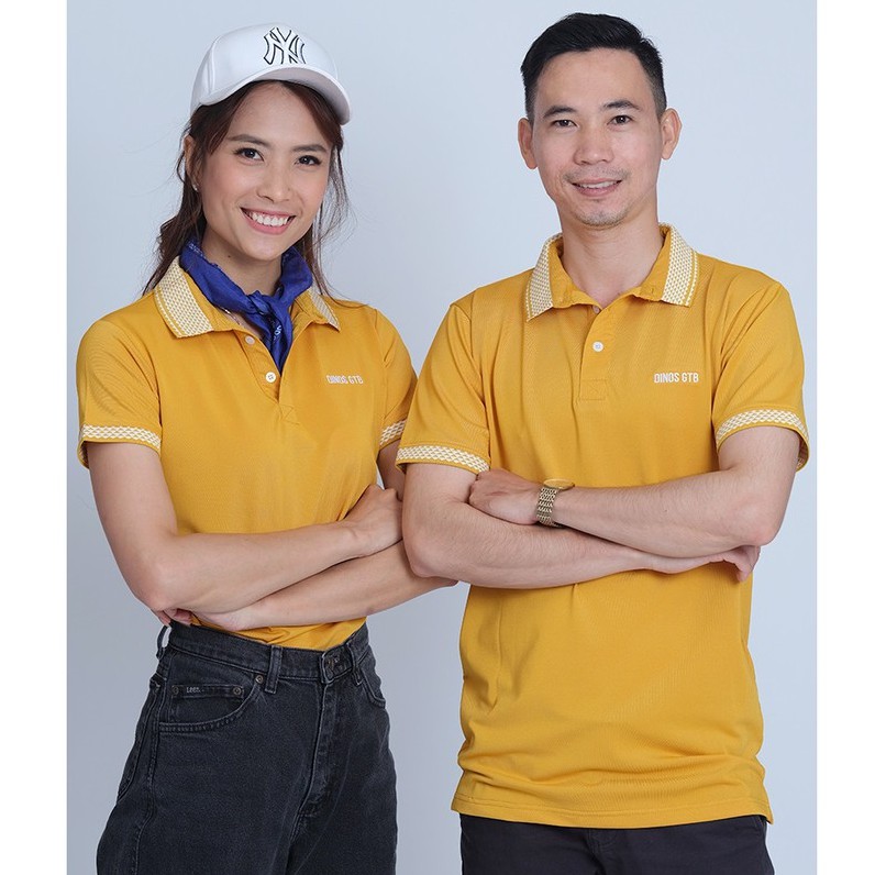 Áo Thun Polo Nam DINOS có cổ ngắn tay logo in phản quang cao cấp màu vàng