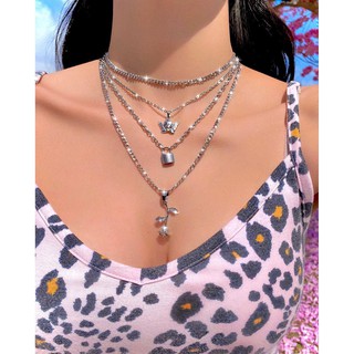 Vòng Cổ Choker Nhiều Lớp Mặt Hình Hoa Hồng Và Cánh Thiên Thần Phong Cách Gothic Punk Xinh Xắn