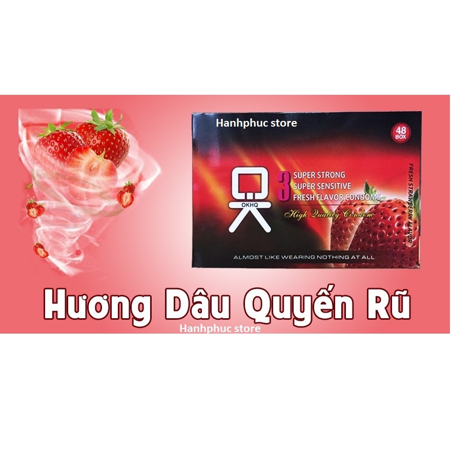 Bộ 1 hộp lớn Bao cao su OK dâu 144 Cái