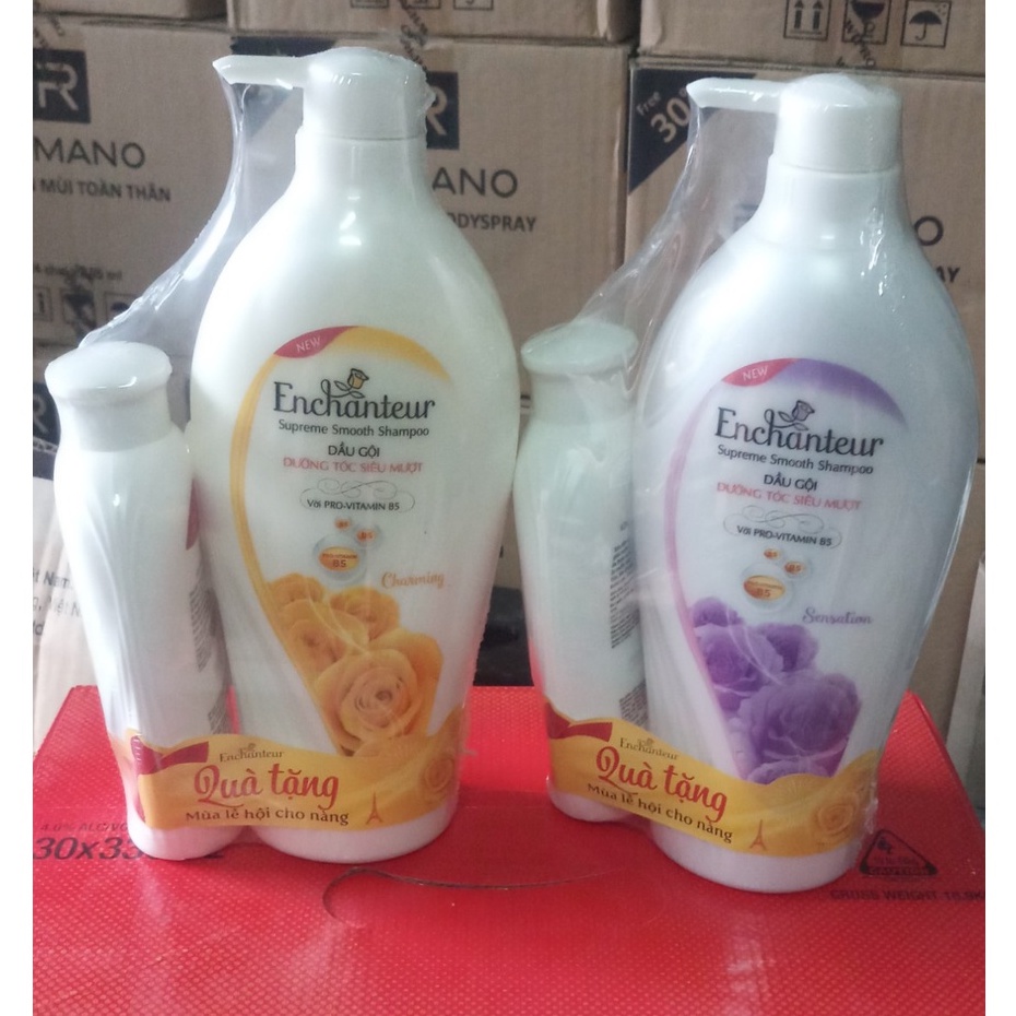 Dầu gội Enchanteur hương nước hoa dưỡng tóc siêu mượt 650g tặng kèm chai sữa tắm 150g