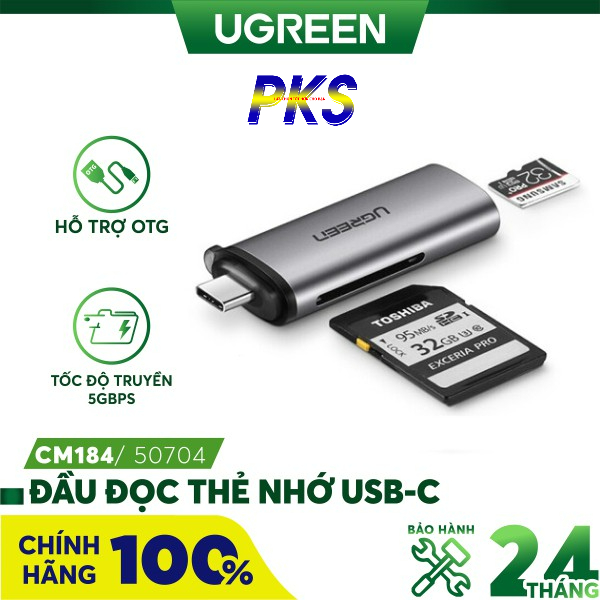 Đầu đọc thẻ đa năng SD/TF USB type-C Ugreen 50704 - 50704