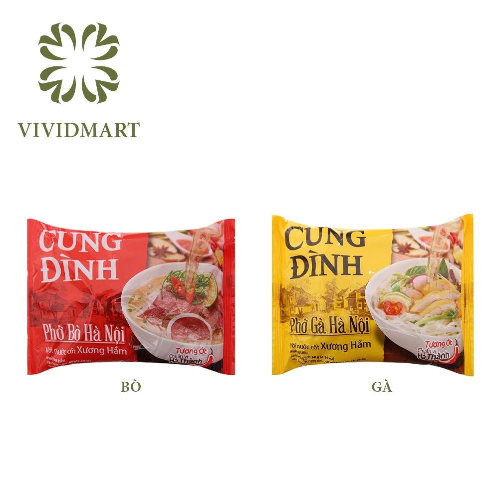 Phở Cung Đình Hà Nội 2 vị bò, gà – Gói 68g - MICOEM