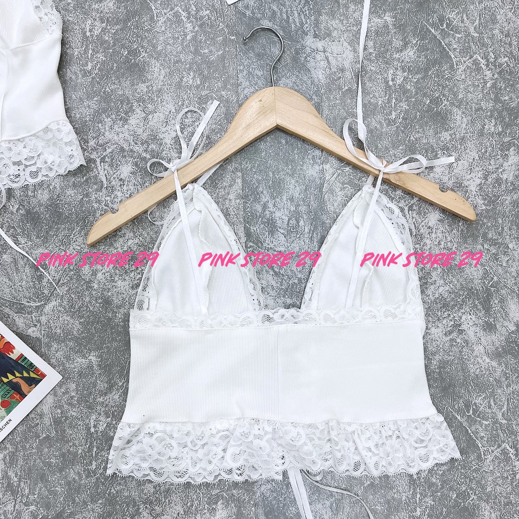 Áo Croptop 2 Dây Phối Viền Ren Dây Thắt Nơ Nửa Thơ Ngây Nửa Quyến Rũ A5291 | BigBuy360 - bigbuy360.vn