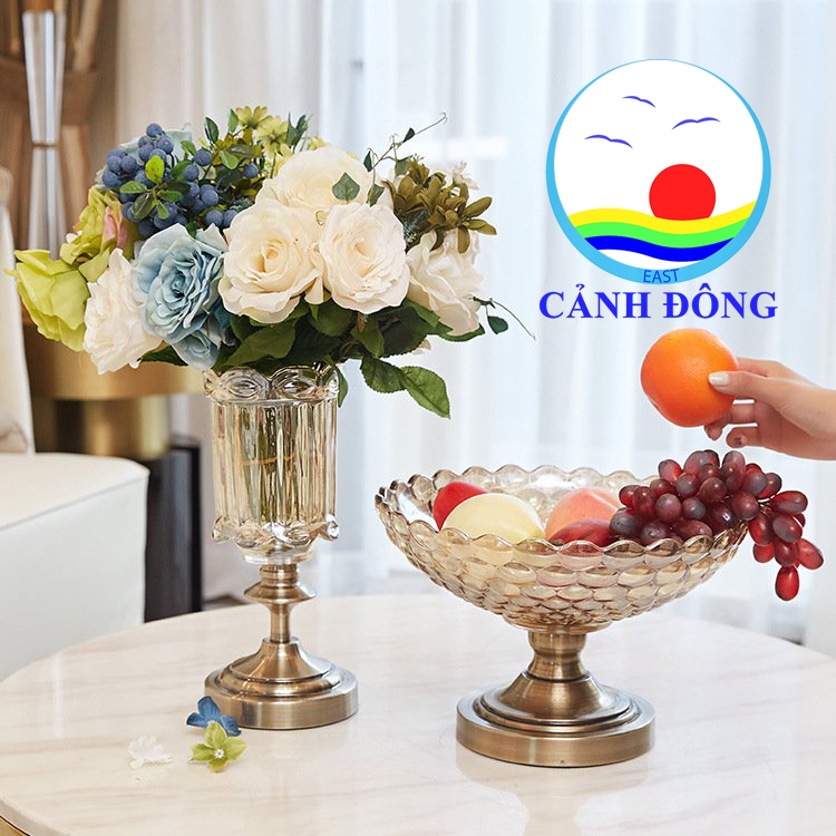 Khay đựng hoa quả pha lê đẹp chân đế trang nhã sang trọng size đường kính đĩa 20 cm