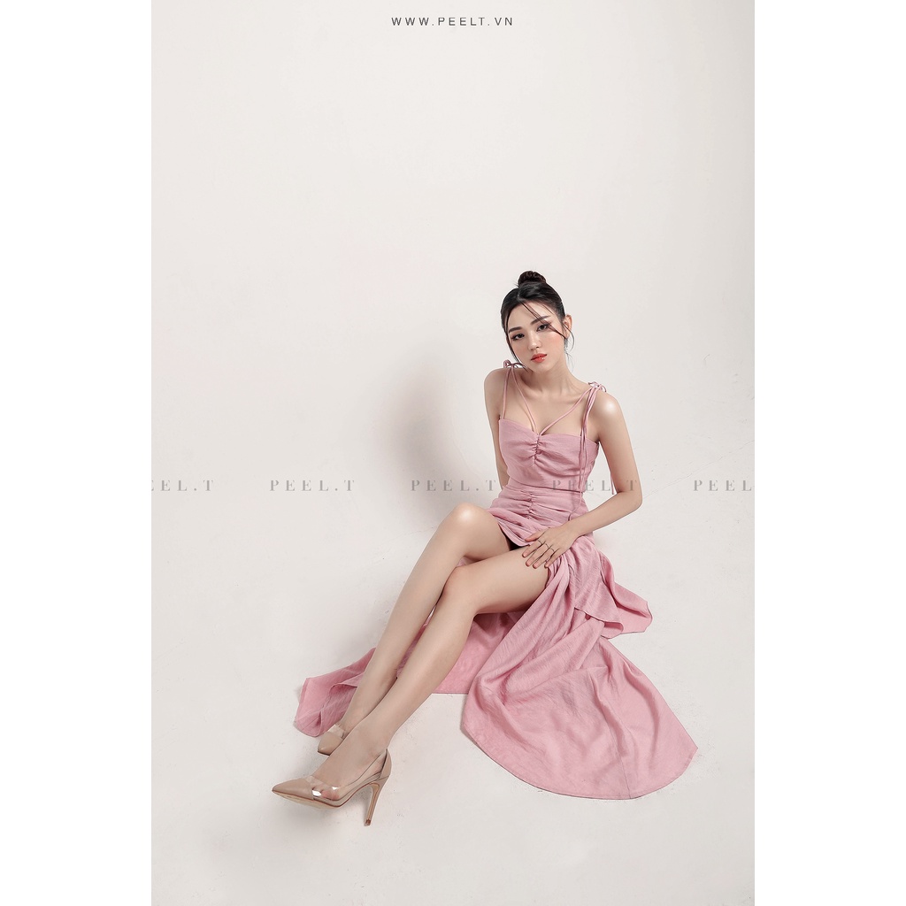 PEEL.T - Đầm maxi Valentina 2 dây xẻ tà xanh, hồng, nude