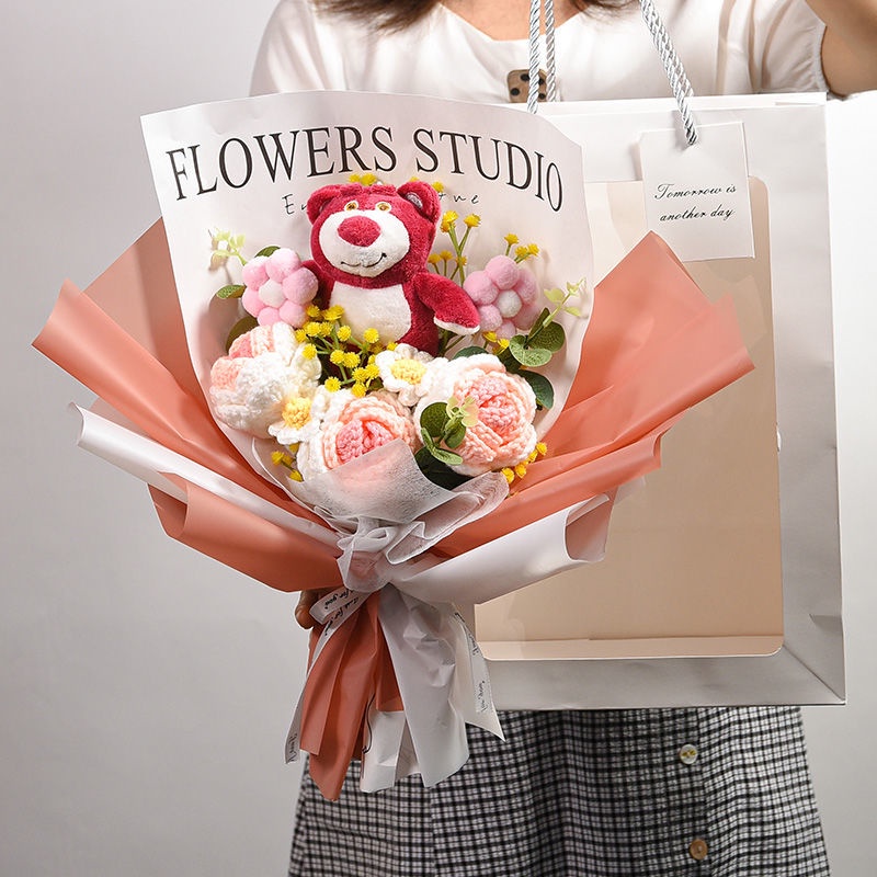 Bó Hoa Hướng Dương Giả Bằng Len Dệt Kim Thủ Công Làm Quà Tặng Valentine Cho Bạn Gái