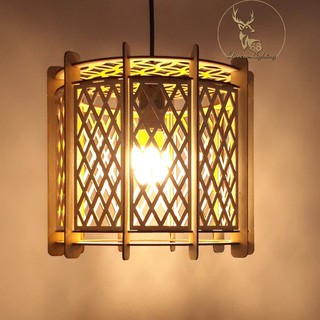 Đèn gỗ trang trí , đèn trang trí, đèn thả trần , đèn decor phòng ngủ caro cao cấp LP0961 (Màu Gỗ)