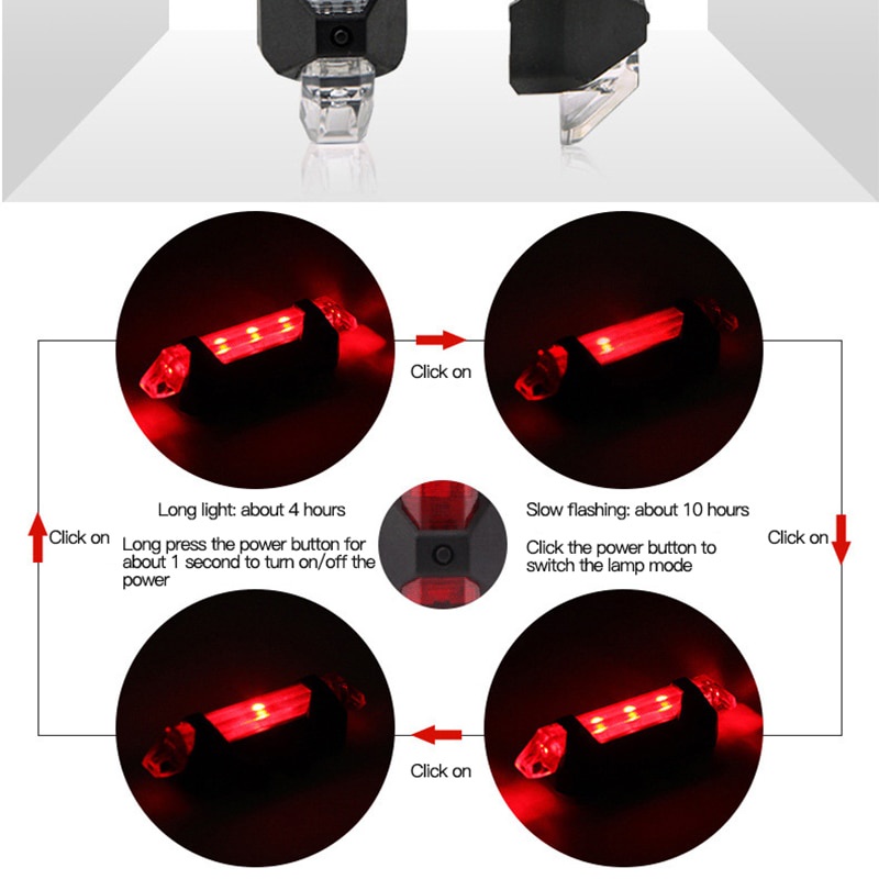 Đèn LED đuôi xe đạp FONKEN chống nước sạc USB tiện lợi