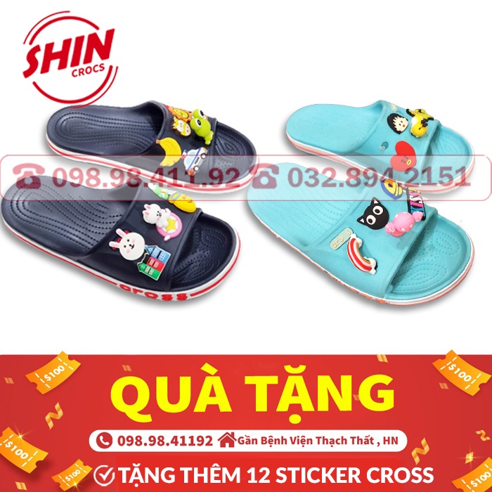 dép lê crossFREESHIPdép lê cross họa tiết mix các màu SHINCRHU921 tặng thêm 12 sticker cross