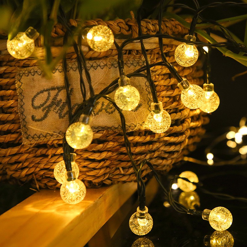 Đèn Led Trang Trí Dây Đèn Led 10M 40 Bóng Đèn Tròn Cherry Ball Pha Lê Không Chớp Nháy Chống Nước Xài Điện MS09