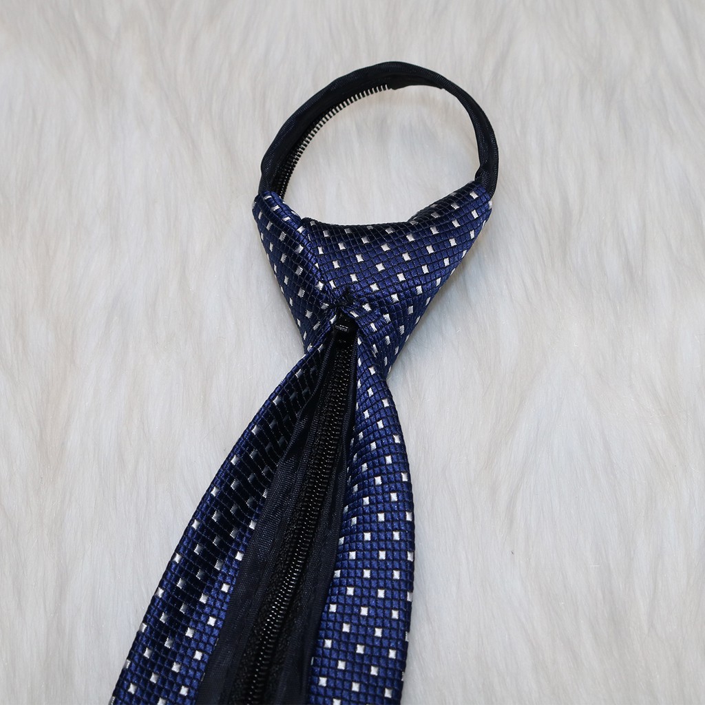 Cà vạt nam thắt sẵn dây kéo KING caravat bản lớn 8cm vải silk lụa cao cấp màu xanh giá rẻ C0019