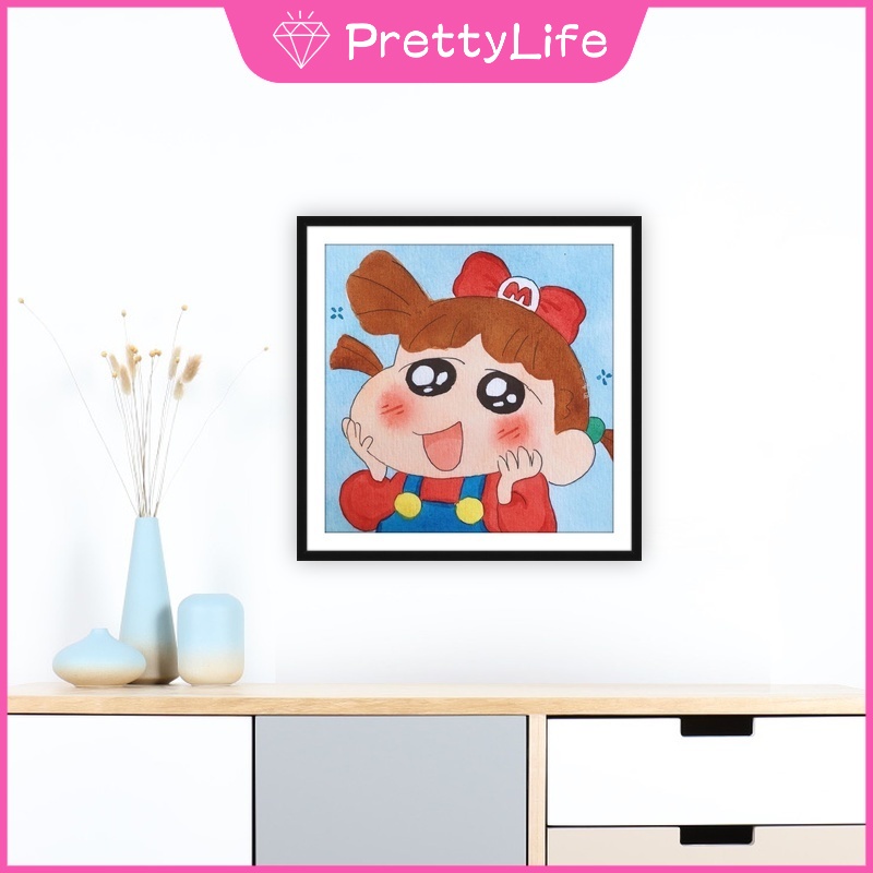 Bộ Tranh Đính Đá 5D Hạt Acrylic Tự Làm 30x30cm Hình Cậu Bé Bút Chì Shin-Chan Trang Trí Tường