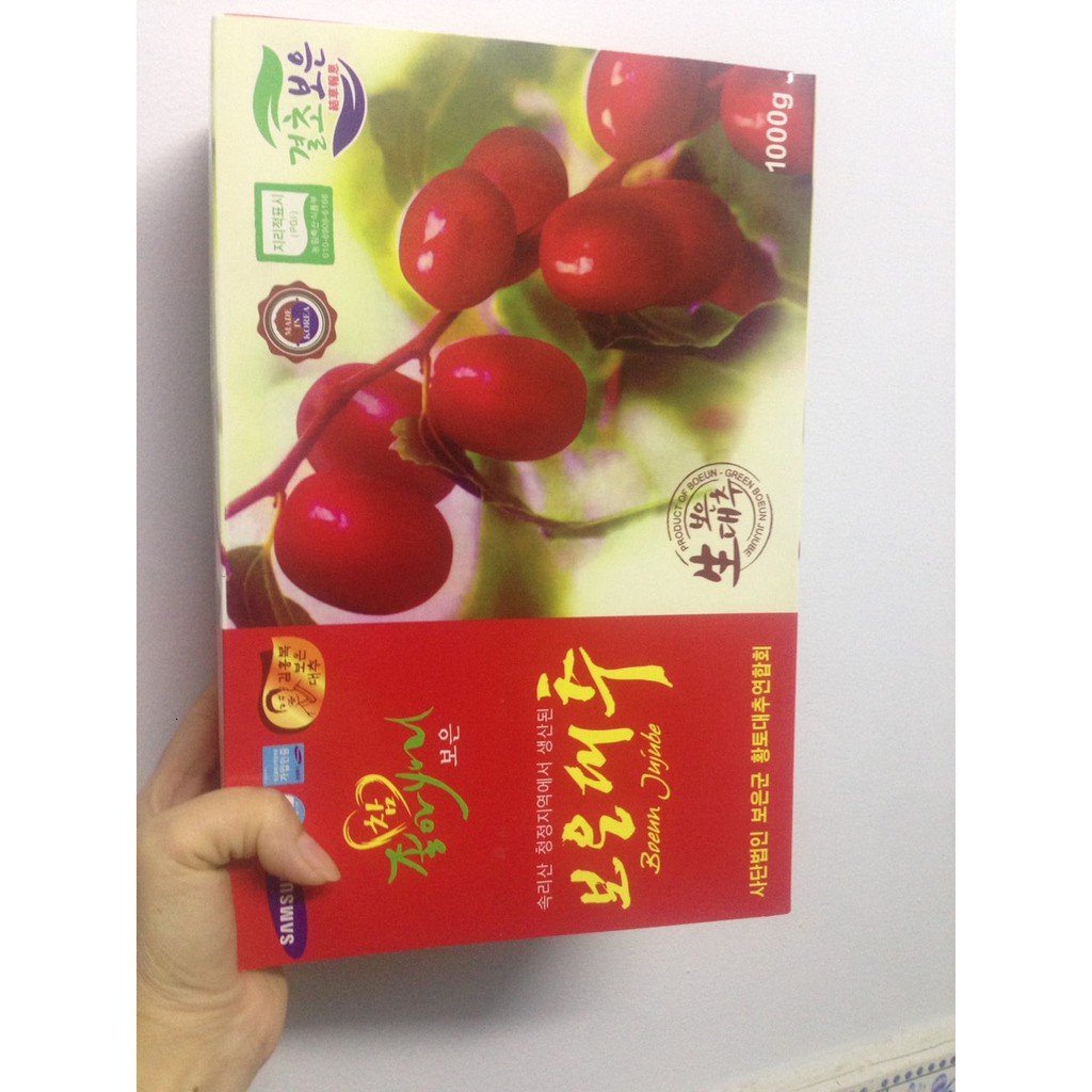 Hộp Táo Tàu Đỏ Hàn Quốc 1ky (hàng date mới kèm túi giấy)