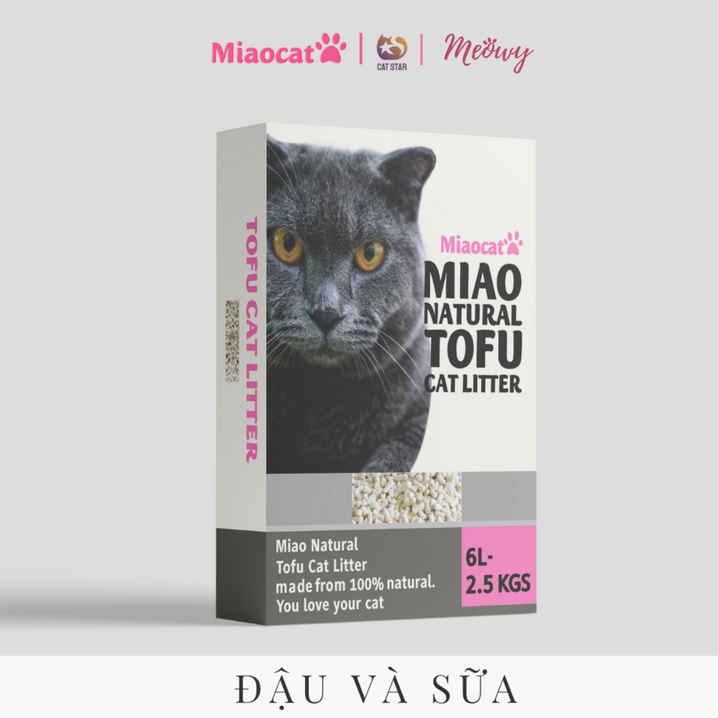 [6L=2.5kg] Cát đậu nành MIAO CAT hữu cơ không bụi cho mèo