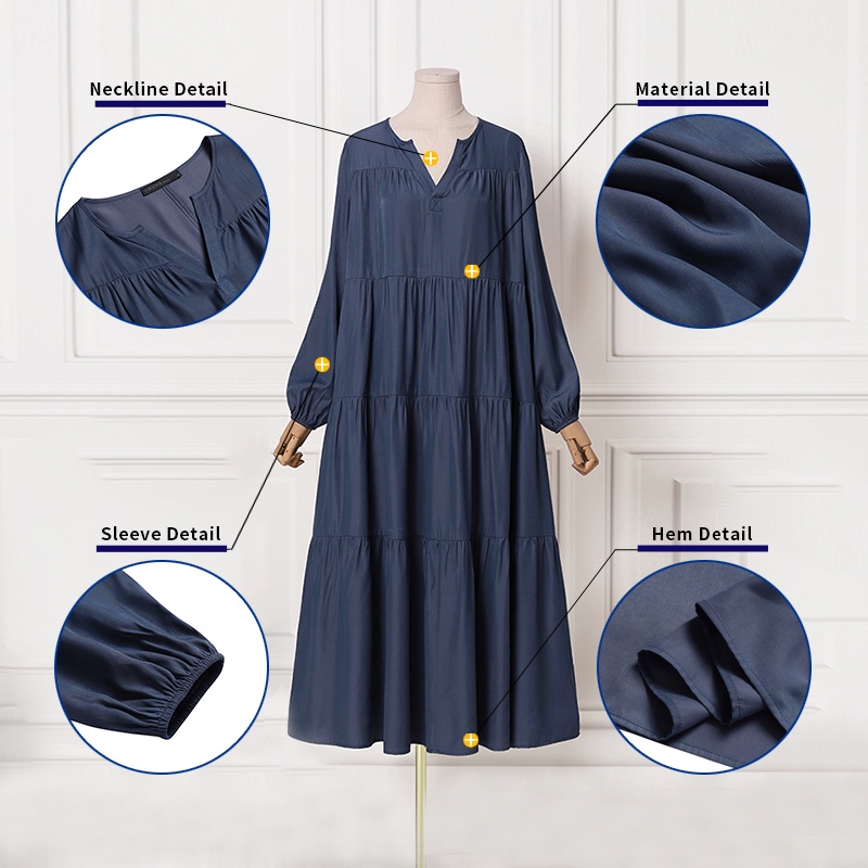 Đầm maxi Zanzea tay phồng dài cổ chữ V thời trang dành cho nữ