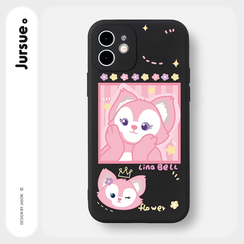 Ốp lưng JURSUE mềm hoạt hình dễ thương đẹp đen cho iPhone 13 12 11 Pro Max SE 2020 X XR XS 8 7 ip 6S 6 Plus kute Y1771