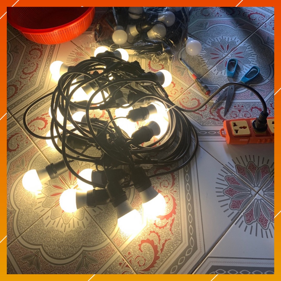 Dây đèn trang trí ngoài trời dùng cho quán cà phê, trà chanh, trà sữa... 10m 20 bóng, 7,5m 15 bóng 5m 10 bóng