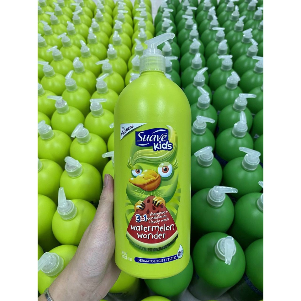Sữa tắm cho bé Suave ⚡ HÀNG CHÍNH HÃNG ⚡ Sữa tắm Suave kid 3in1 Chai 1.18l Hương trái cây, dịu nhẹ cho mắt bé