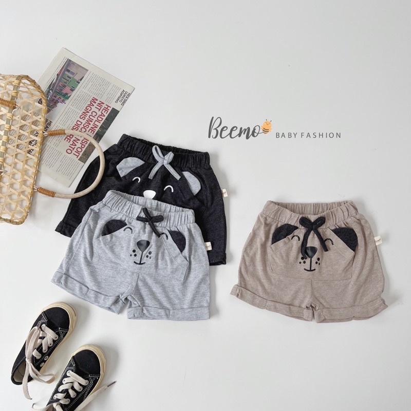 Hàng mới về - Quần sooc Beemo cotton hình gấu 3 màu cho bé trai, bé gái