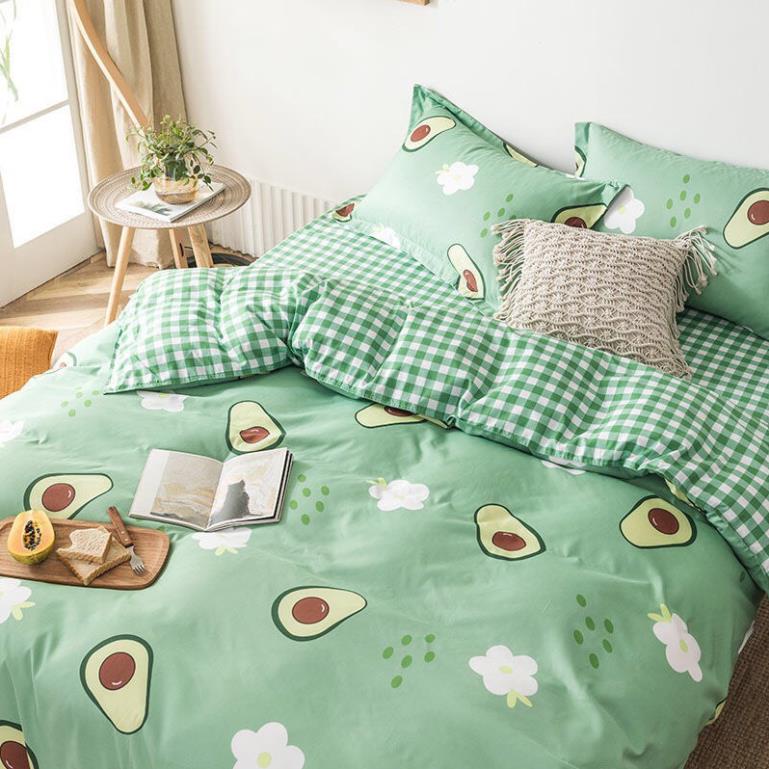 COMBO 4 MÓN HỌA TIẾT QUẢ BƠ XANH | CHĂN GA GỐI NHÂP KHẨU HÀN QUỐC
