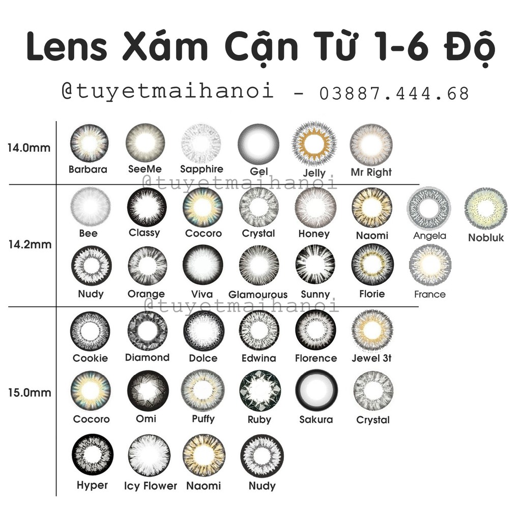 Lens Xám Cận Từ 1 Đến 6 Độ - Kính Áp Tròng Hàn Quốc Vassen Sexy Me