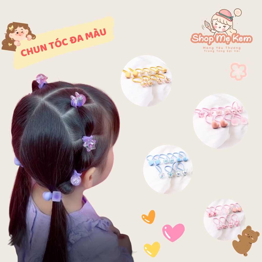 Dây Chun Buộc Tóc Đa Màu Bé Gái, Dây Thun Nhiều Màu Xinh Xắn Dễ Thương, Phụ Kiện Tóc Cho Bé Phong Cách Hàn Quốc
