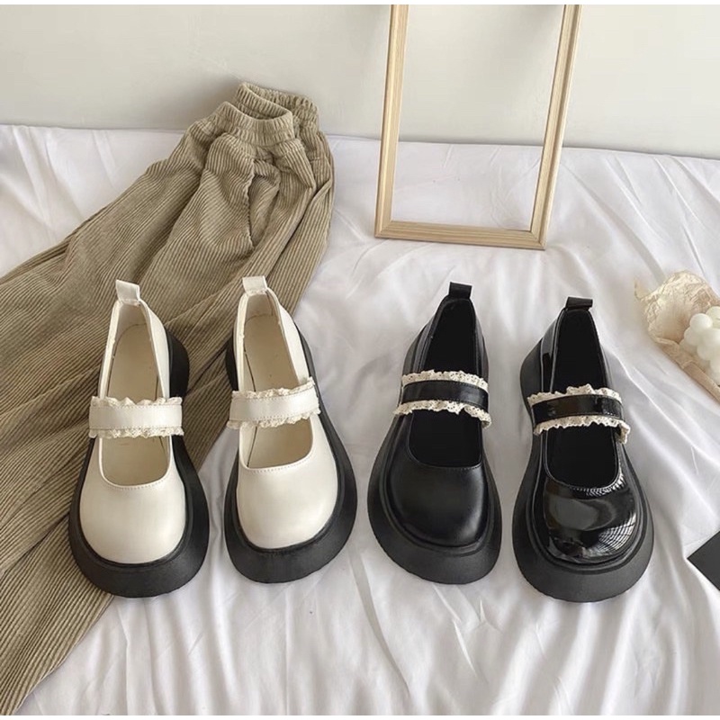 Giày búp bê có quai đế cao Mary Jane vintage Yannie Lolita