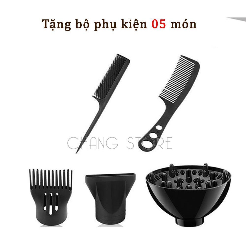 Máy sấy tóc tạo kiểu 2 chiều công suất lớn 2200W + Tặng kèm bộ phụ kiện 5 chi tiết