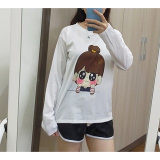 Áo thun dài tay cô gái búi tóc chibi