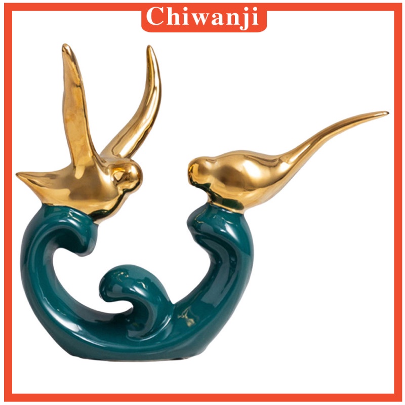 Tượng điêu khắc hình cặp đôi chim nghệ thuật hiện đại trang trí tủ rượu phòng khách khách sạn