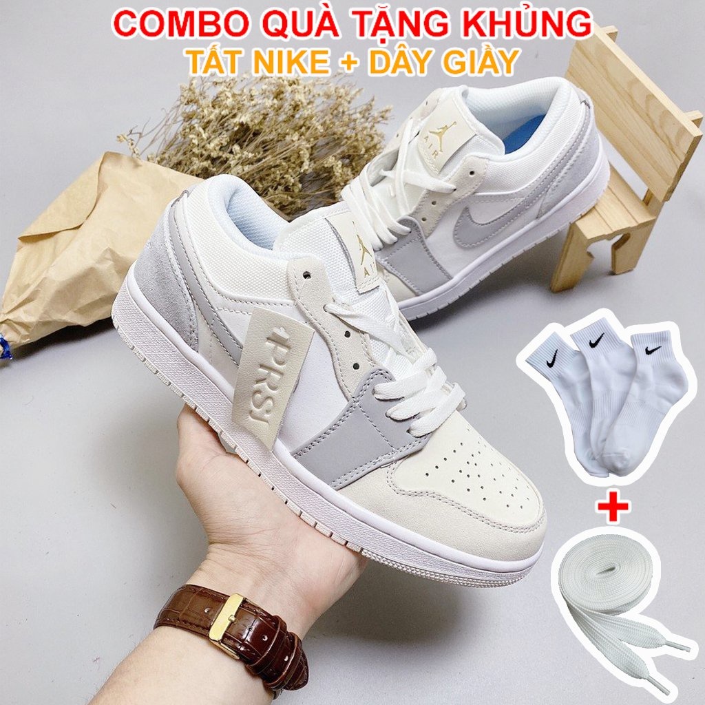 Giày_Nike Jordan Cổ Thấp xám xanh, Jordan 1 Low, Giày Jordan Bản Cao Cấp Full Box Bill dễ phối đồ