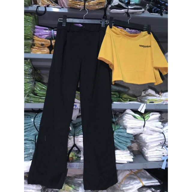 Sét áo Croptop chữ nhỏ + quần cull