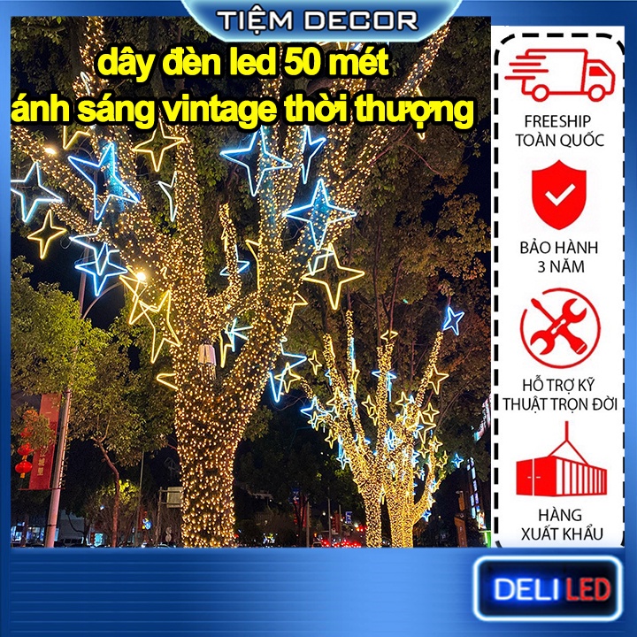 Đèn Led Dây Trang Trí 50M ⚡𝗖𝗵𝗼̂́𝗻𝗴 𝗧𝗵𝗮̂́𝗺 𝗡𝘂̛𝗼̛́𝗰⚡ Đèn Nháy Trang Trí Noel, Quán Cà Phê, Cuốn Dây Trang Trí Ngoài Trời