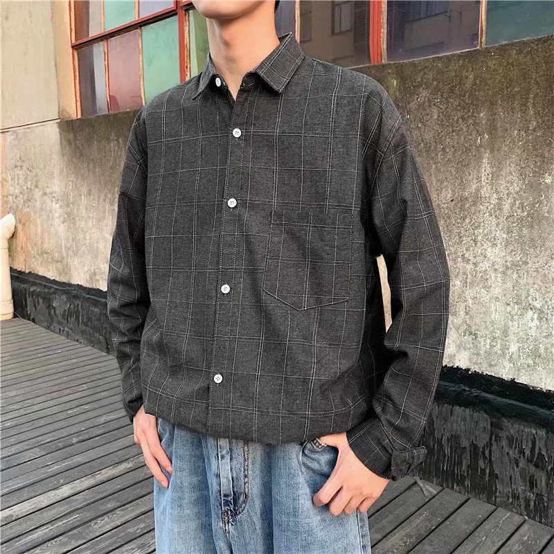 Áo Sơ Mi Nam Dài Tay Dáng Rộng Phong Cách Nhật Bản Thời Trang Xuân Hè 3 Màu Tùy Chọn M-3XL