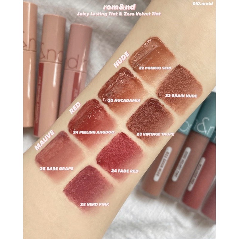 [2021] Romand Bare Juicy Lasting Tint và Romand Vintage Filter Zero Velvet Tint | BigBuy360 - bigbuy360.vn