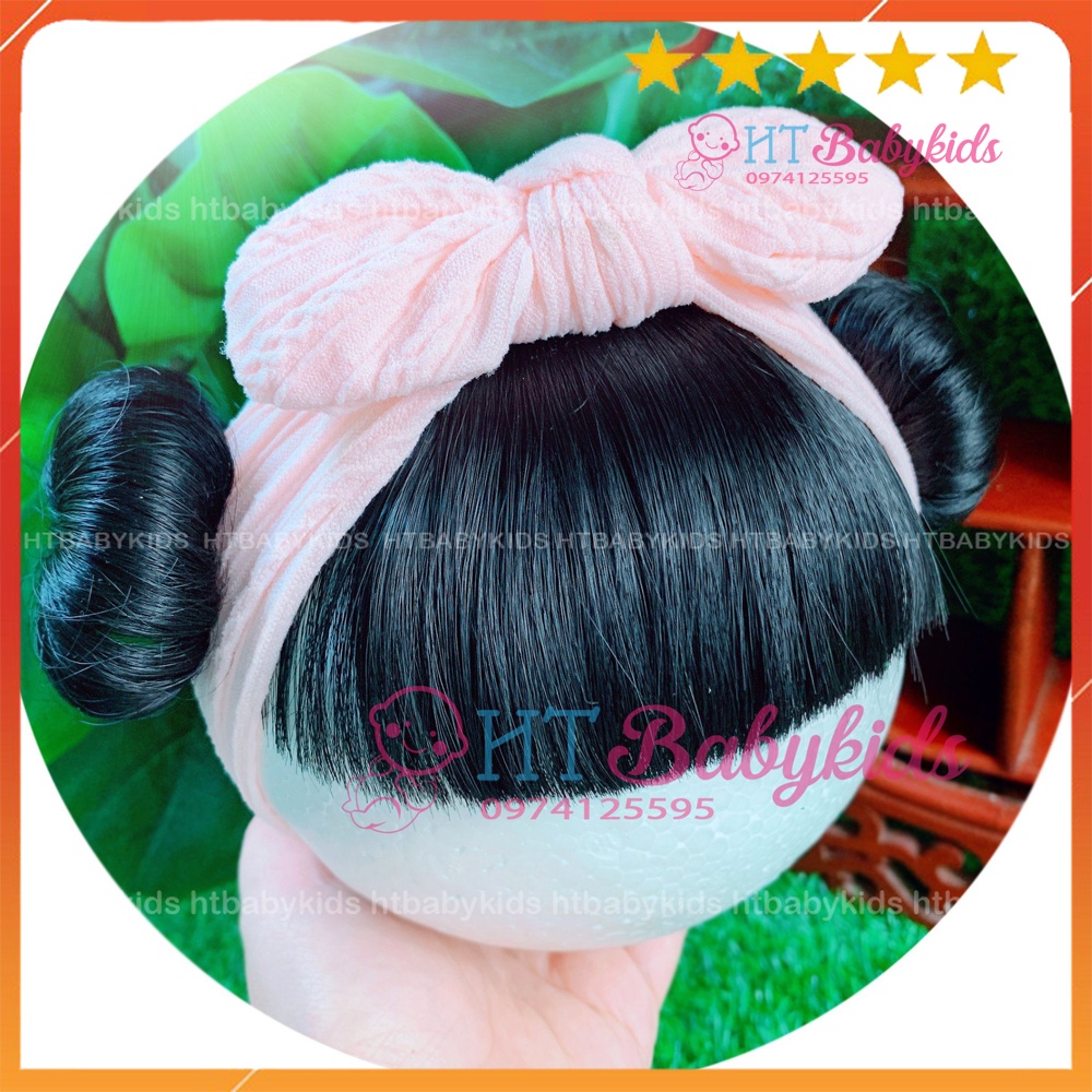 [ HÀNG LOẠI 1 ] Băng Đô Turban Tóc Giả Thỏ Cho Bé Gái Sơ Sinh Đáng Yêu